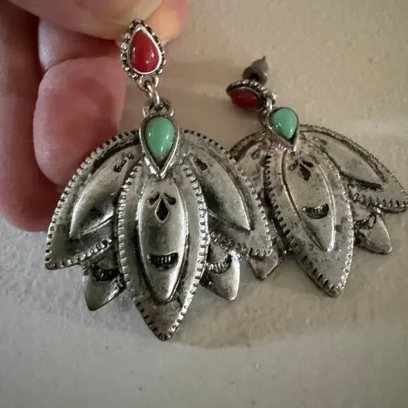 Silver Earrings With Bead Accents - Picture 3 of 4